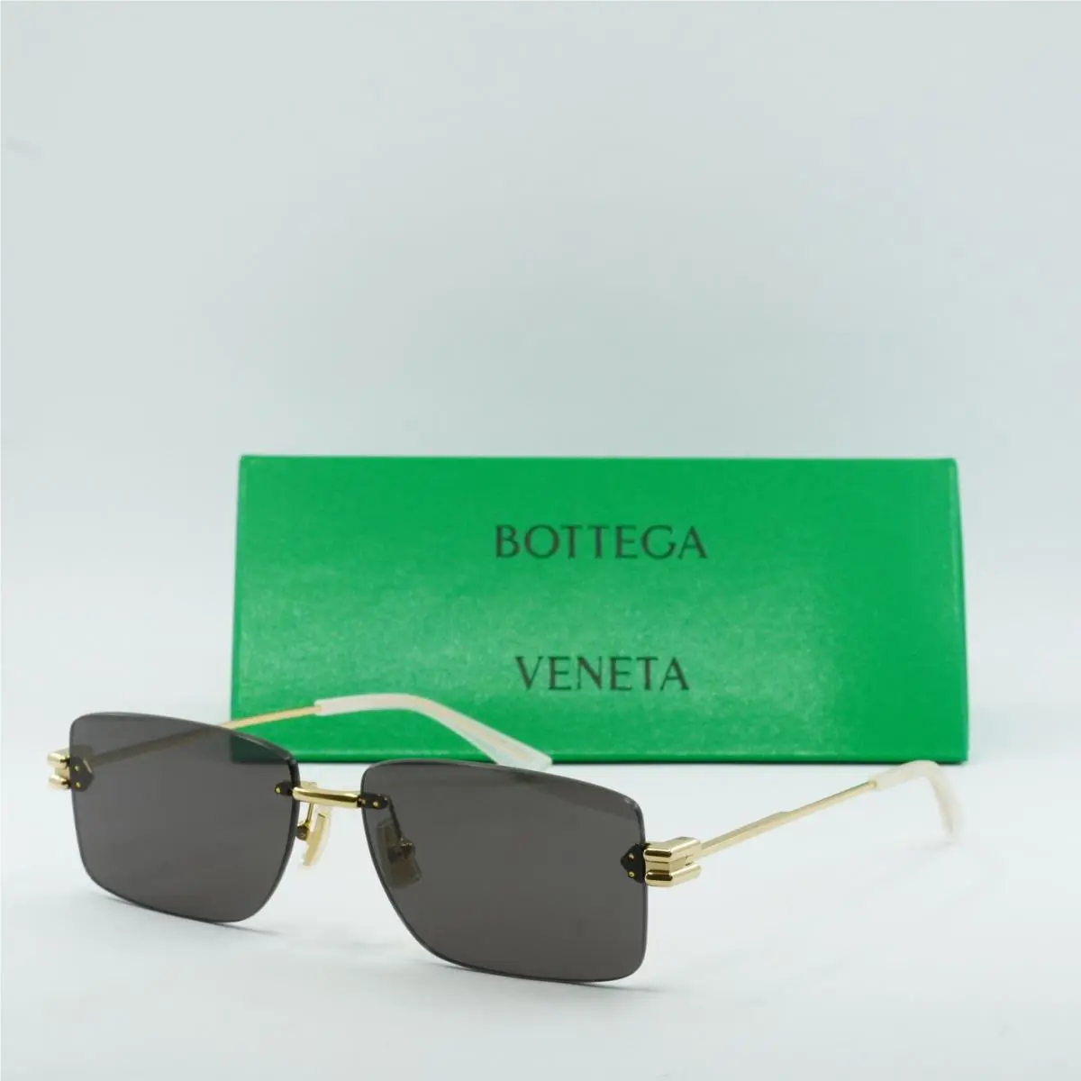 Bottega Veneta 1126 Bolt BV1126S Gold Gray Unisex Metal Slim Sunglasses 002