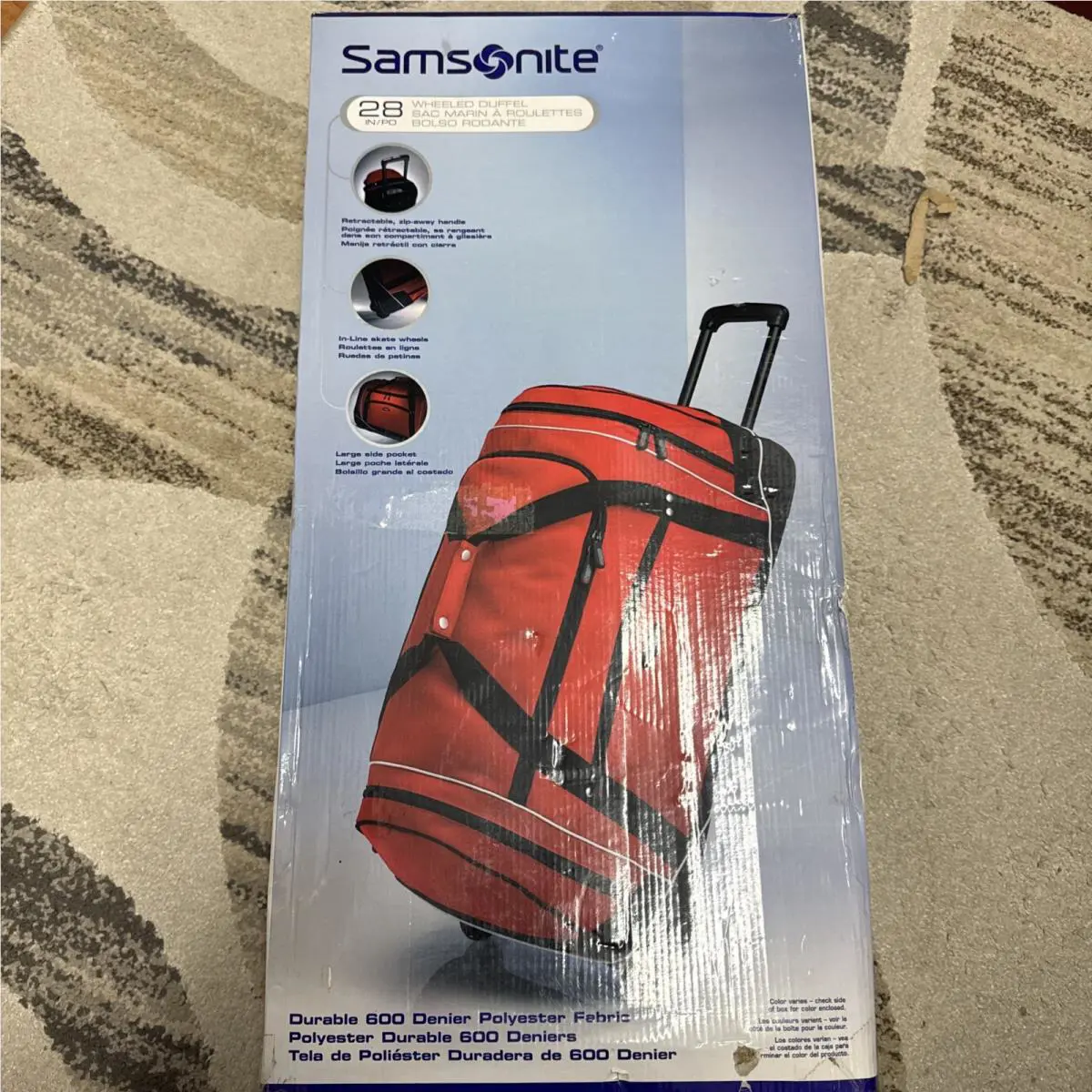 Samsonite 28” Black 2 Wheeled Rolling Duffel Bag 28 Inch Large