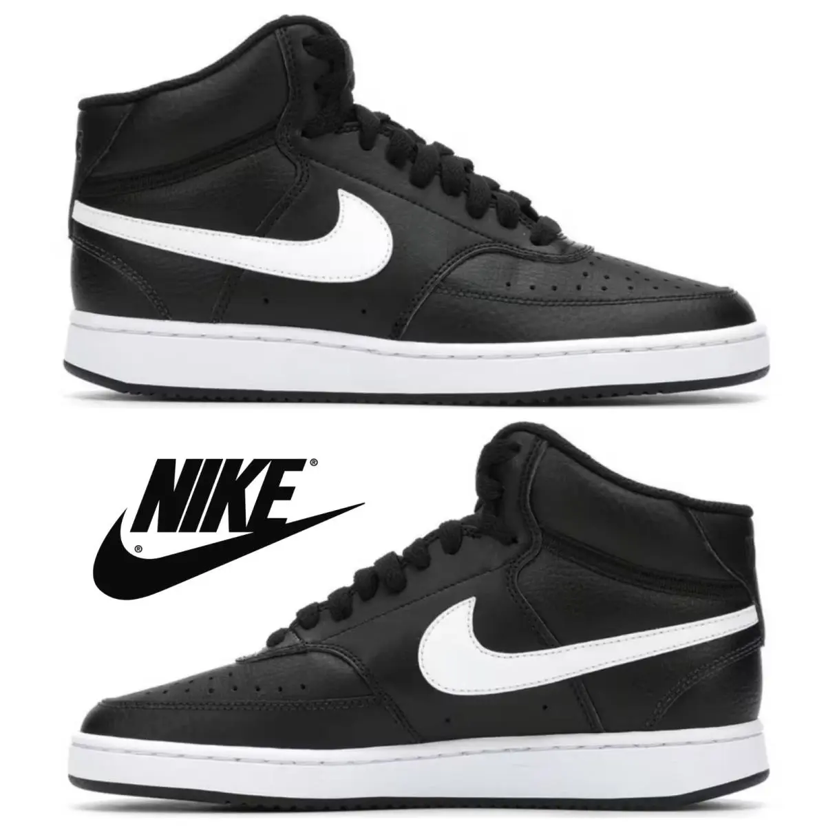 Nike Court Vision Mid Women`s Sneakers Athletic Sport Running Gym Shoes Comfort - Black, Manufacturer: black/white