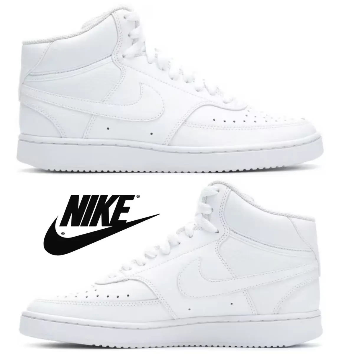 Nike Court Vision Mid Women`s Sneakers Athletic Sport Running Gym Shoes Comfort - White, Manufacturer: white/white