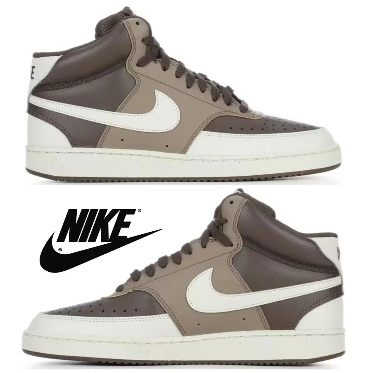 Nike Court Vision Mid Men`s Shoes Sneakers Casual Sport Comfort Walking Athletic - Brown, Manufacturer: brown/bone