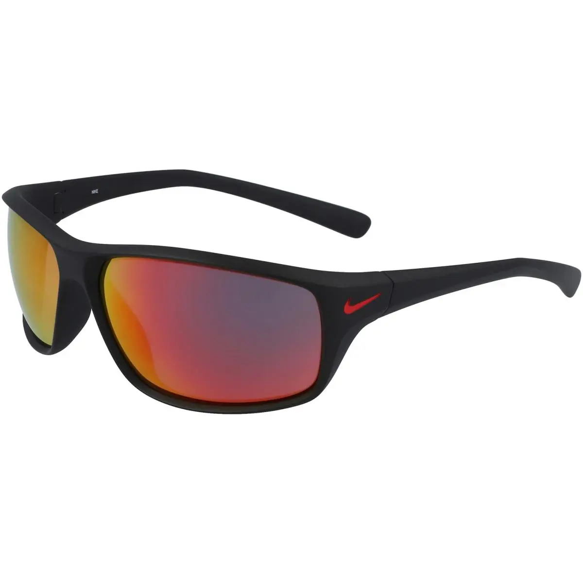 Nike Adrenaline Men`s Sport Wrap Sunglasses w/ Mirror Lens - NKFQ4602-006 - Frame: Matte Black, Lens: Infrared