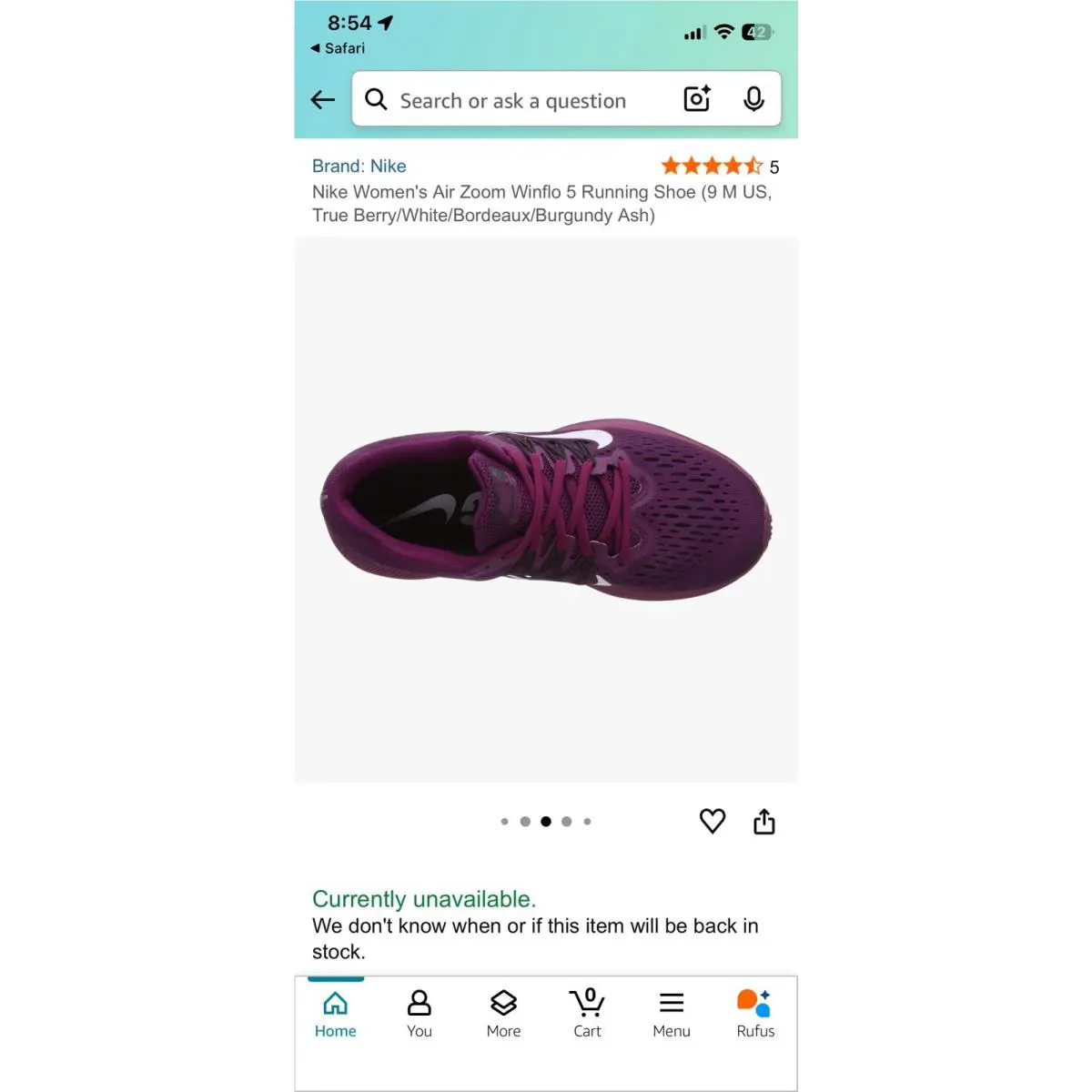 Nike shoes - Nike Air Zoom Winflo 5 - AA7414-603 - Purple 4