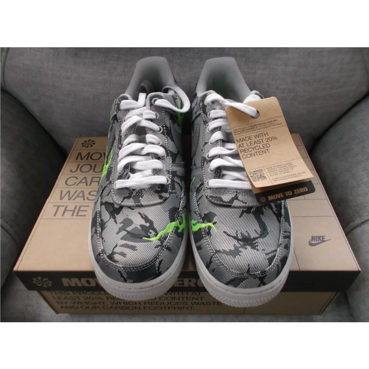 Nike shoes - Nike Air Force 1 - Air Force - CV1725-001 - Gray, Manufacturer: Smoke Grey, Electric Green (UPC: 194502203592) 4