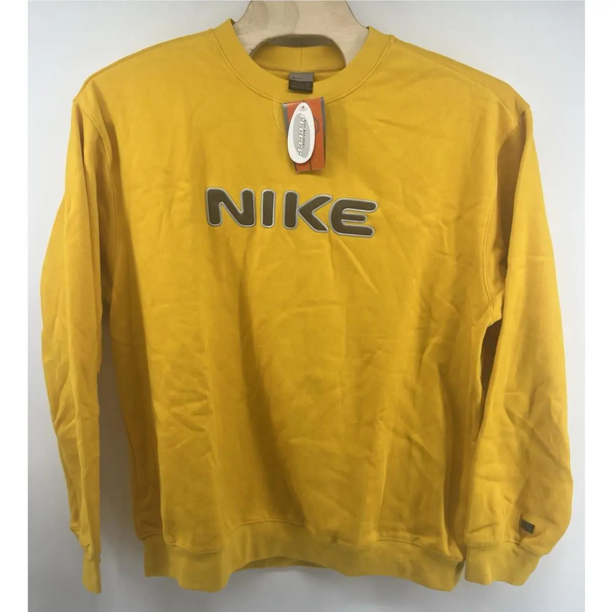 Vtg Y2K Nike Maximum Fleece Crewneck Sweatshirt Xxl Yellow Big Logo