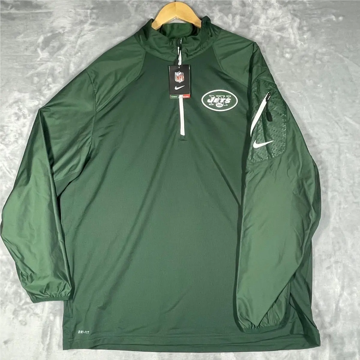 Nike Nfl York Jets Dri-fit Onfield Apparel 1/4 Zip Pullover Green 2XL
