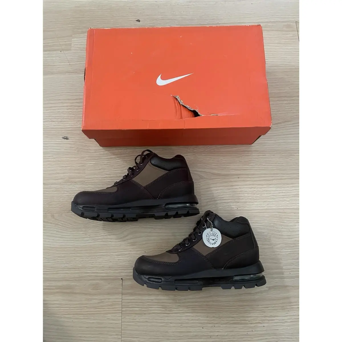 Vtg Nike Air Max Goadome Acg Boots Baroque Earth Brown Leather Size 3 Youth