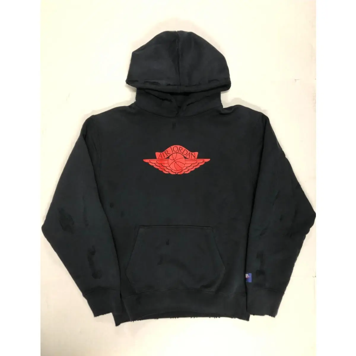 Jordan Rare Air Fleece Distressed Pullover Hoodie Black Red IB3003-010 Medium
