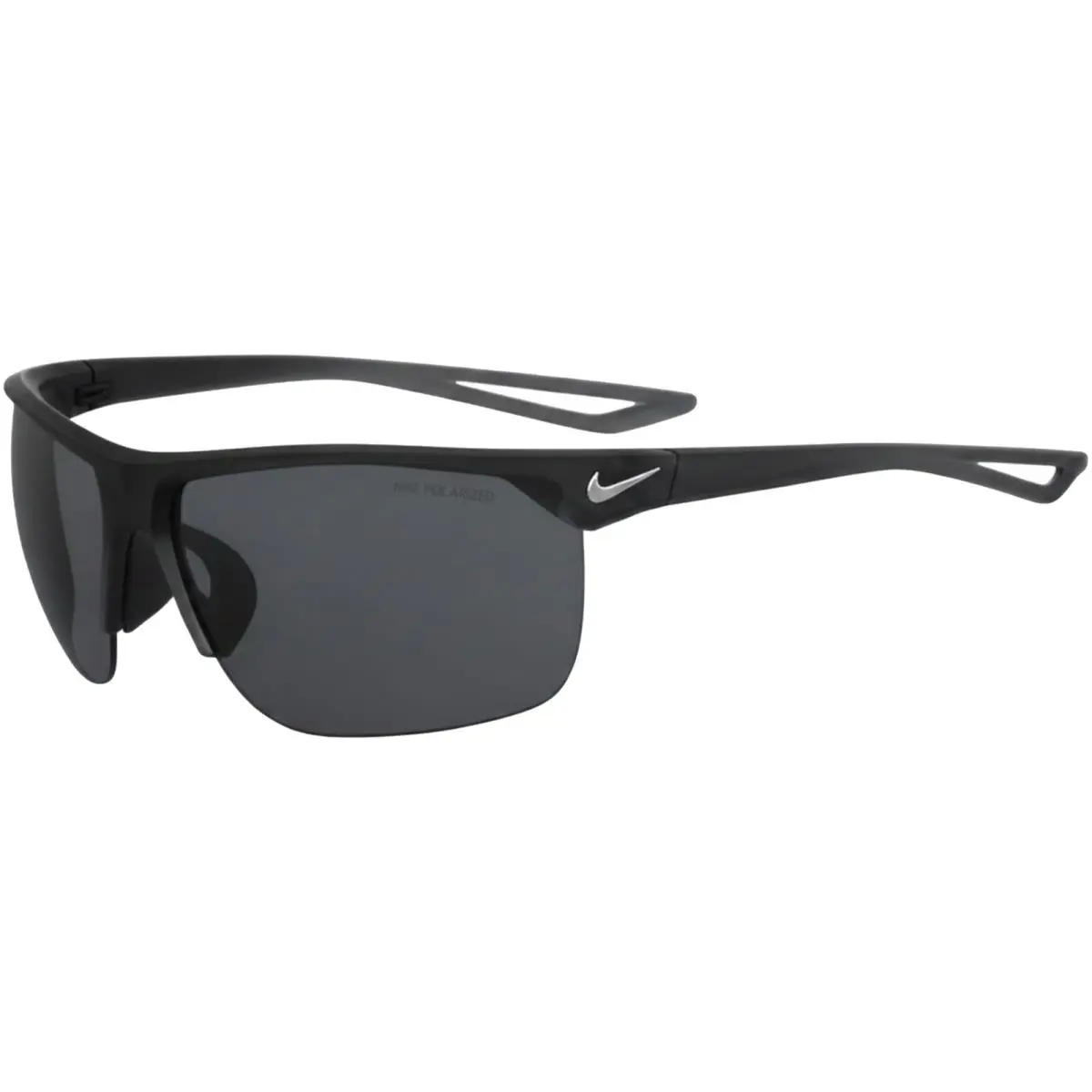 Nike Polarized Men`s Matte Black Semi-rimless Sport Wrap Sunglasses IF1994X 001