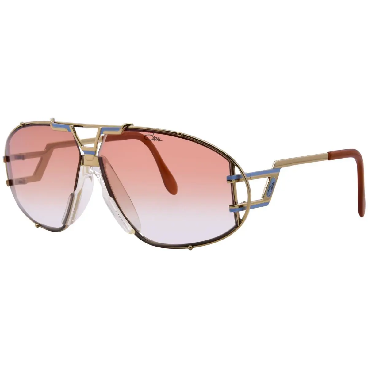 Cazal Legends 907 002 Sunglasses Gold/steel Blue/bronze Gradient Oval Shape 64mm - Frame: Gold, Lens: Brown
