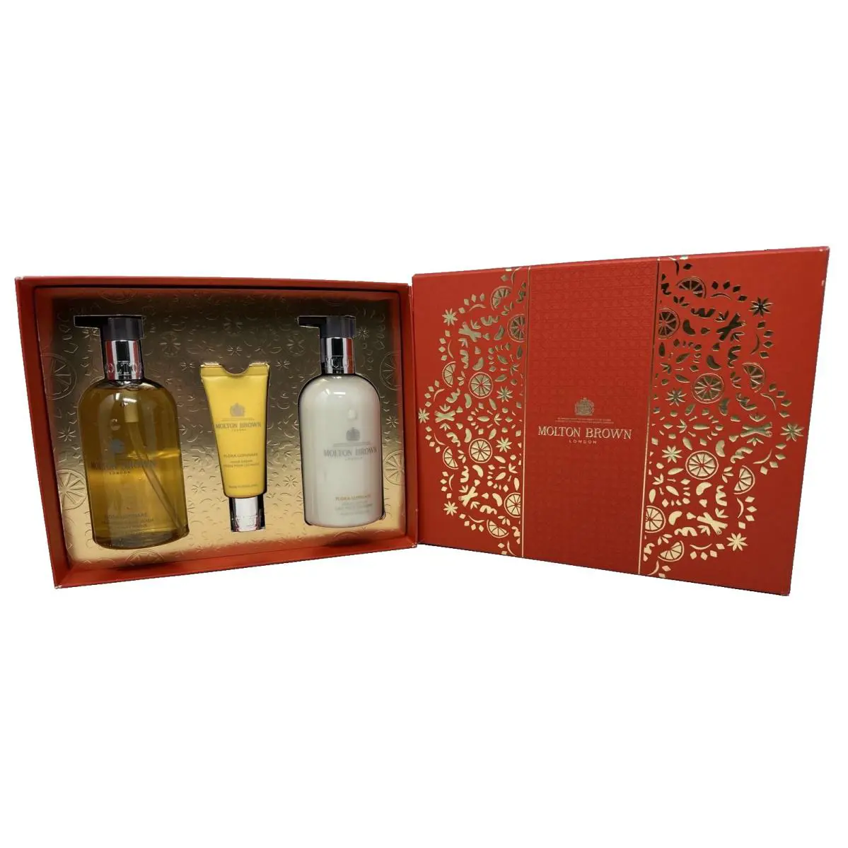 Molton Brown Flora Luminare Hand Care Set - 10oz Lotion Hand Wash 4oz Cream