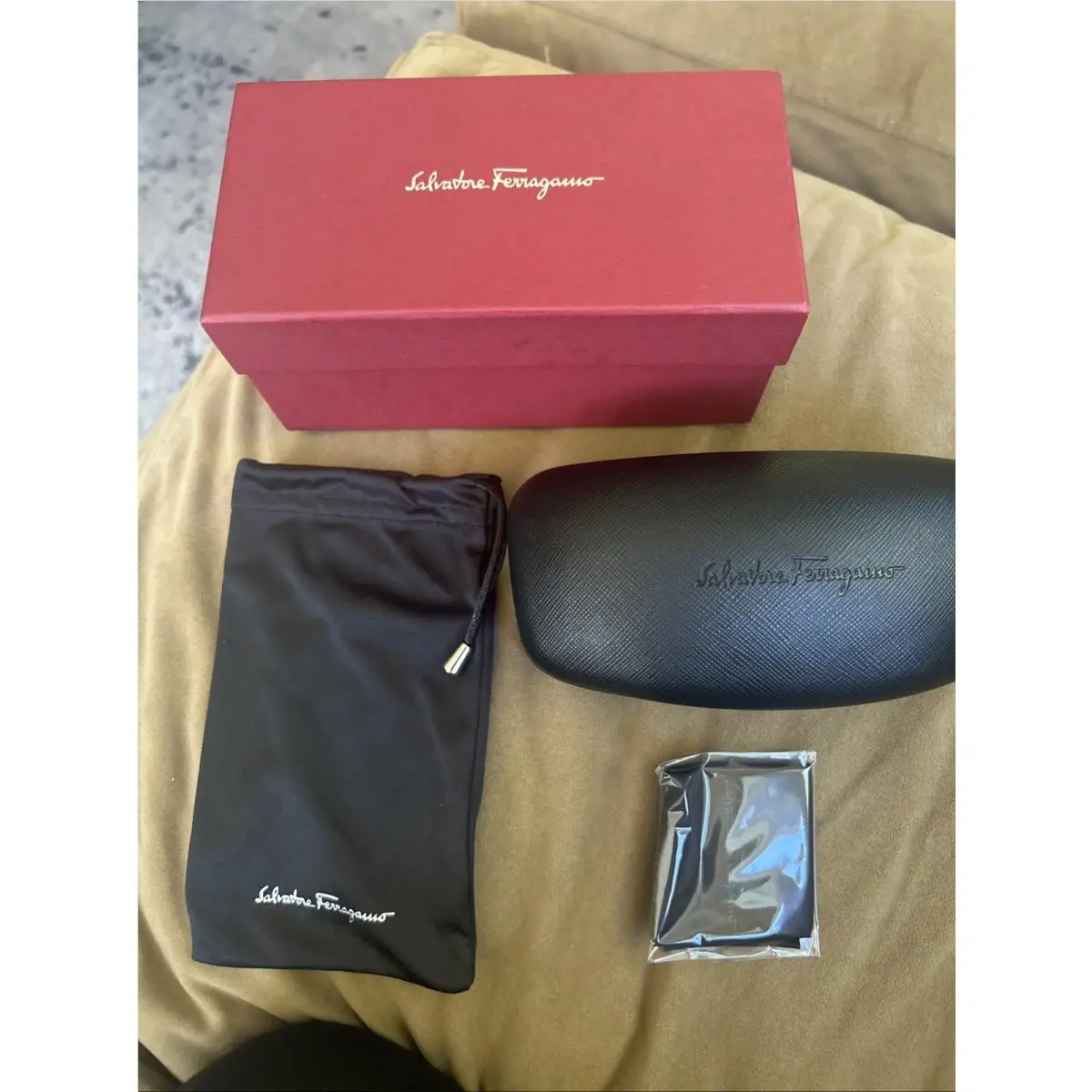Salvatore Ferragamo Hard Eyeglass/sunglass Case W/ Cloth and Bag