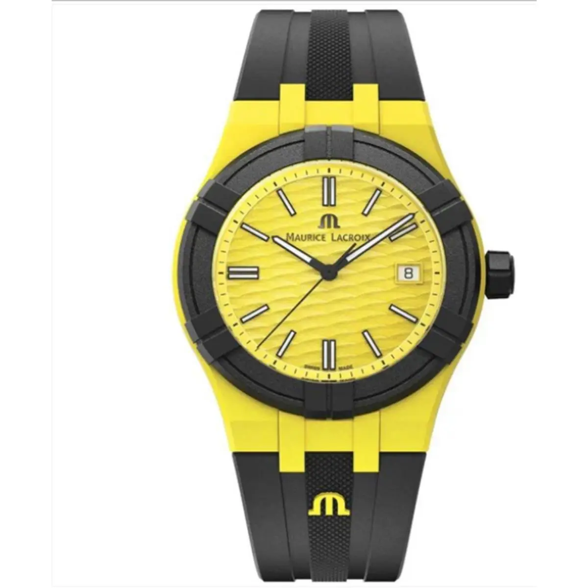 Yellow and Black Wristwatch with Silicone Strap by Maurice Lacroix