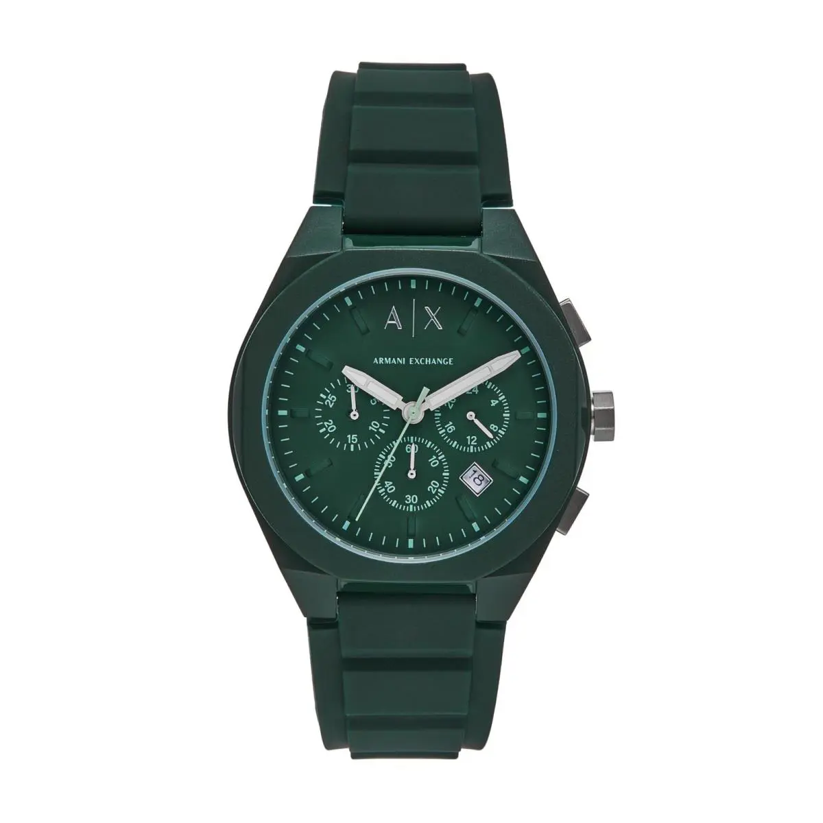 Armani Exchange Men`s Chronograph Green Silicone Watch - Green
