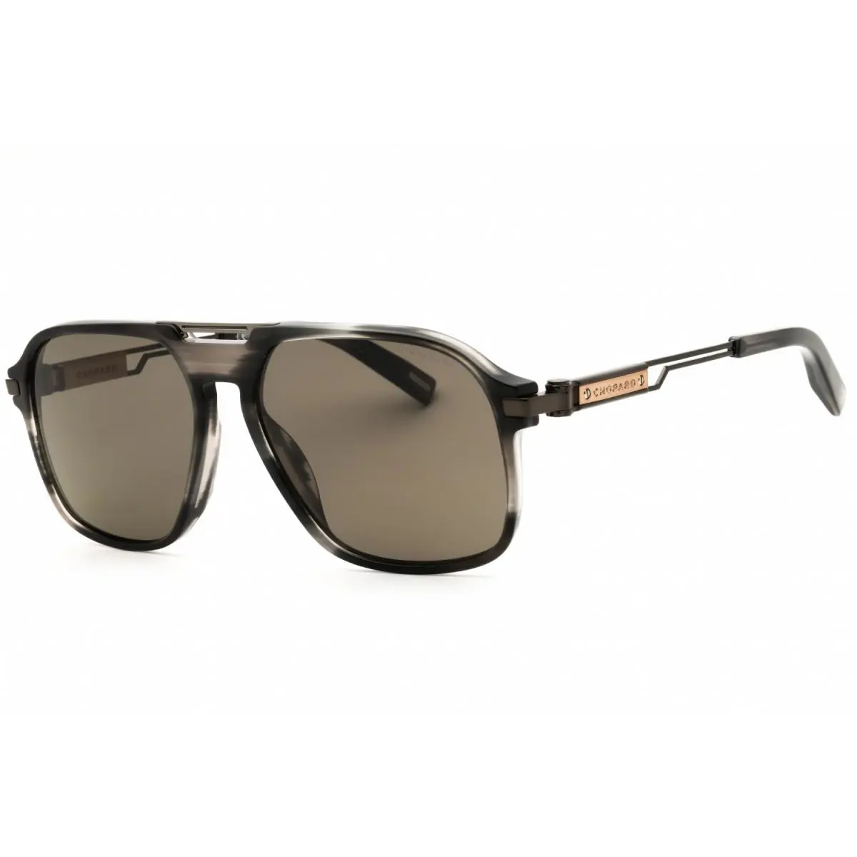Chopard 347 Classic Racing Aviator Black Gold SCH347 Polarized Sunglasses 700P
