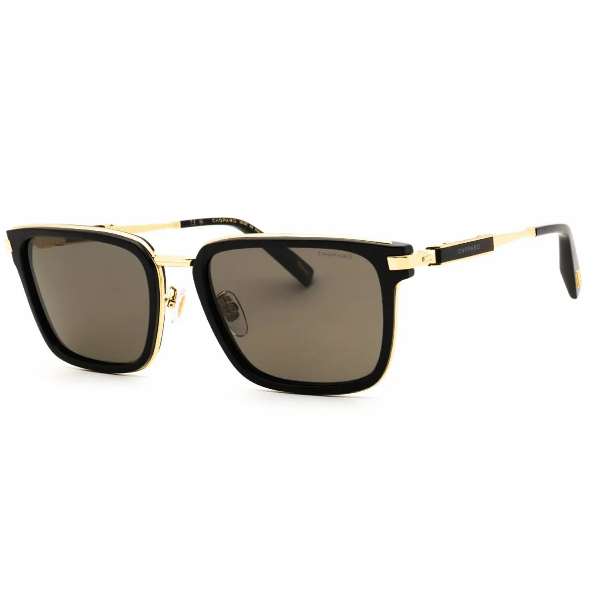 Chopard 375 Classic Racing Aviator Black Gold Wood SCH375 Polarized Sunglasses