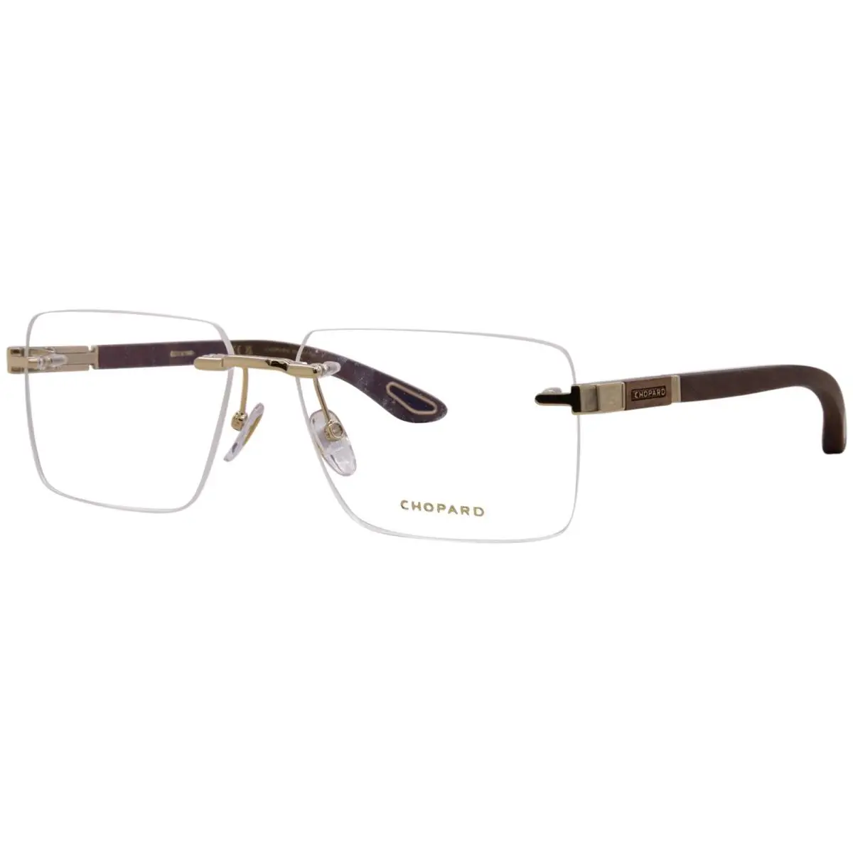 VCHM07V 300V Eyeglasses Men`s Gold/brown Wood Rimless Style 60mm by Chopard