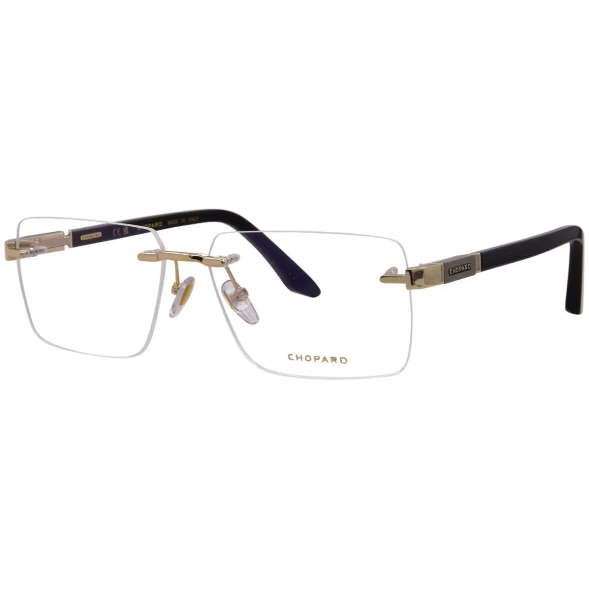 Chopard VCHM07 0300 Eyeglasses Men`s Black/gold Rimless Style Square Shape 60mm