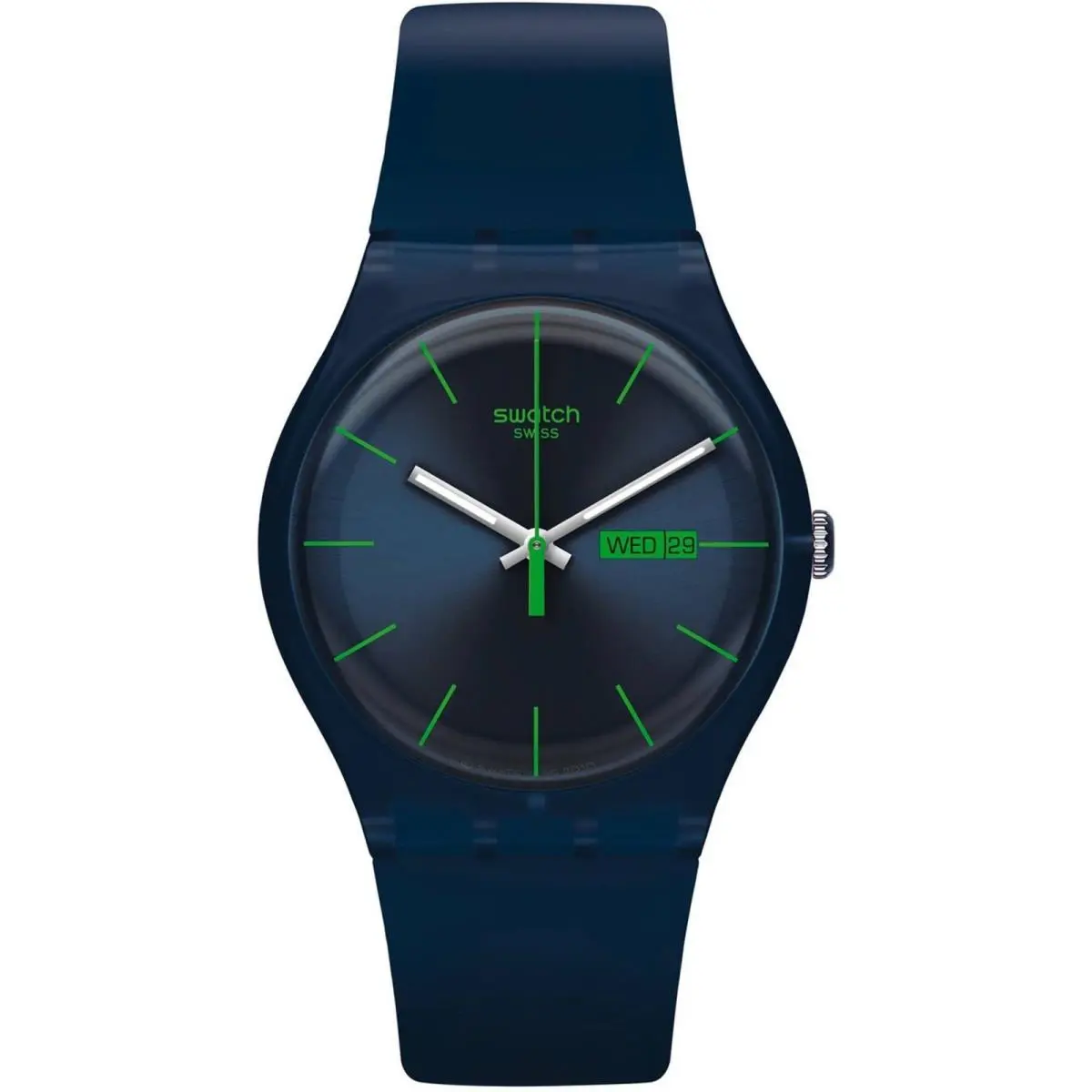 Swatch Unisex Watch Blue Rebel Quartz Biosourced Case Silicone Strap SO29N704 - Dial: Blue, Band: Blue