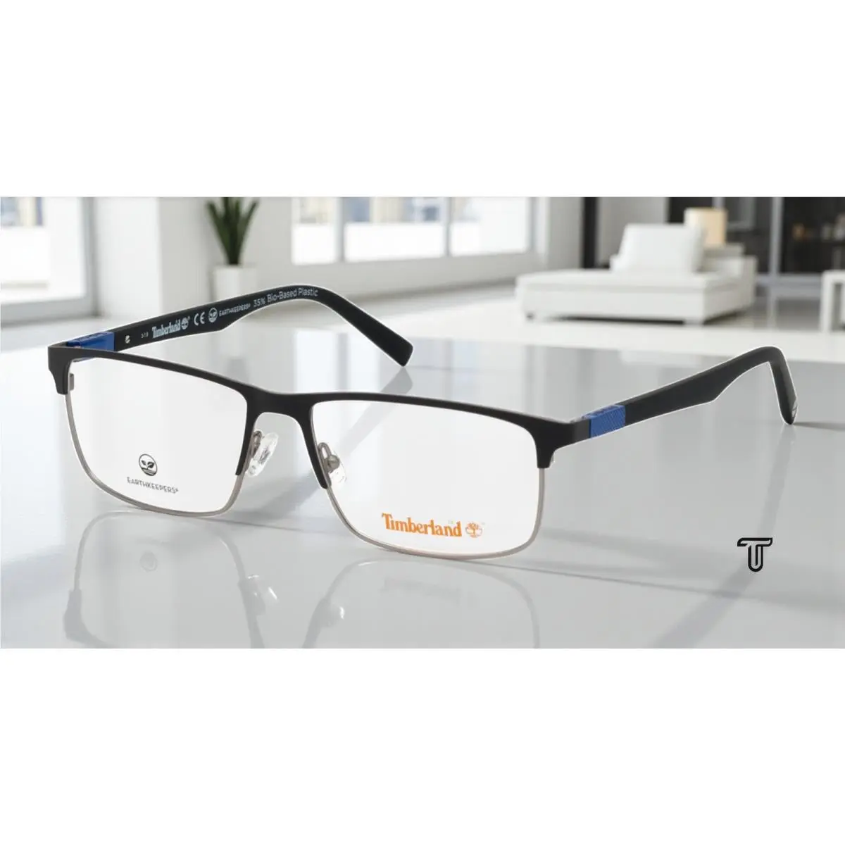 Timberland TB1651 002 Matte Black Clear Lens Metal 58 mm Men`s Eyeglasses