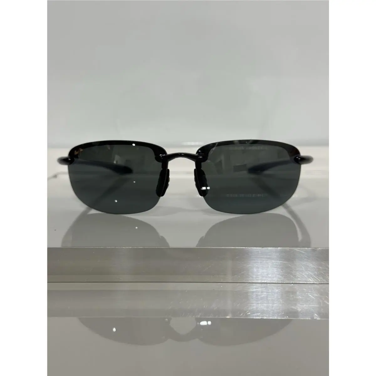 Maui Jim Hookipa MJ407-02 Gloss Black Rimless Unisex Polarized Sunglasses