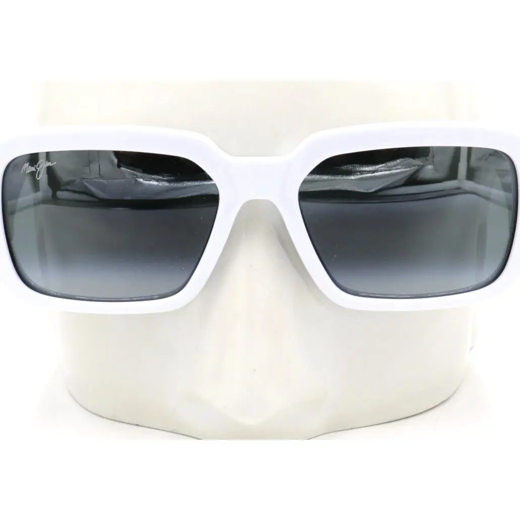 Maui Kūpale Jim K Pale Shiny White Gray Sunglasses 639-05 / MJ0639S-005