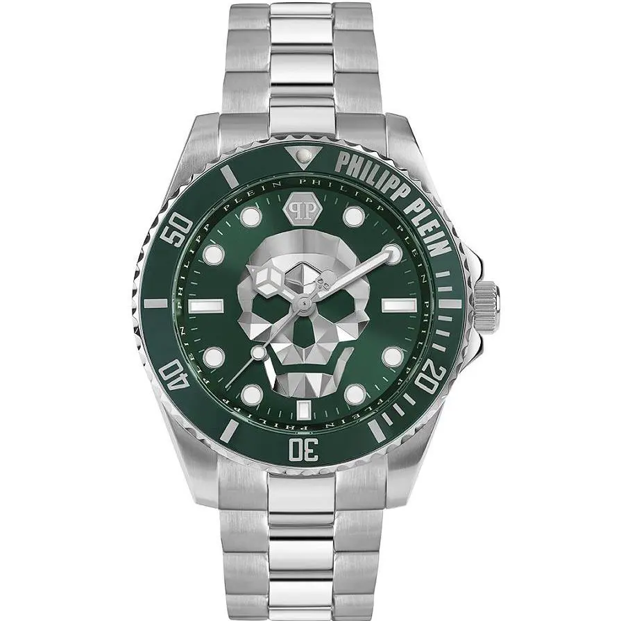 Philipp Plein The $kull Diver Green Dial Stainless Steel Men s Watch PWOAA0622