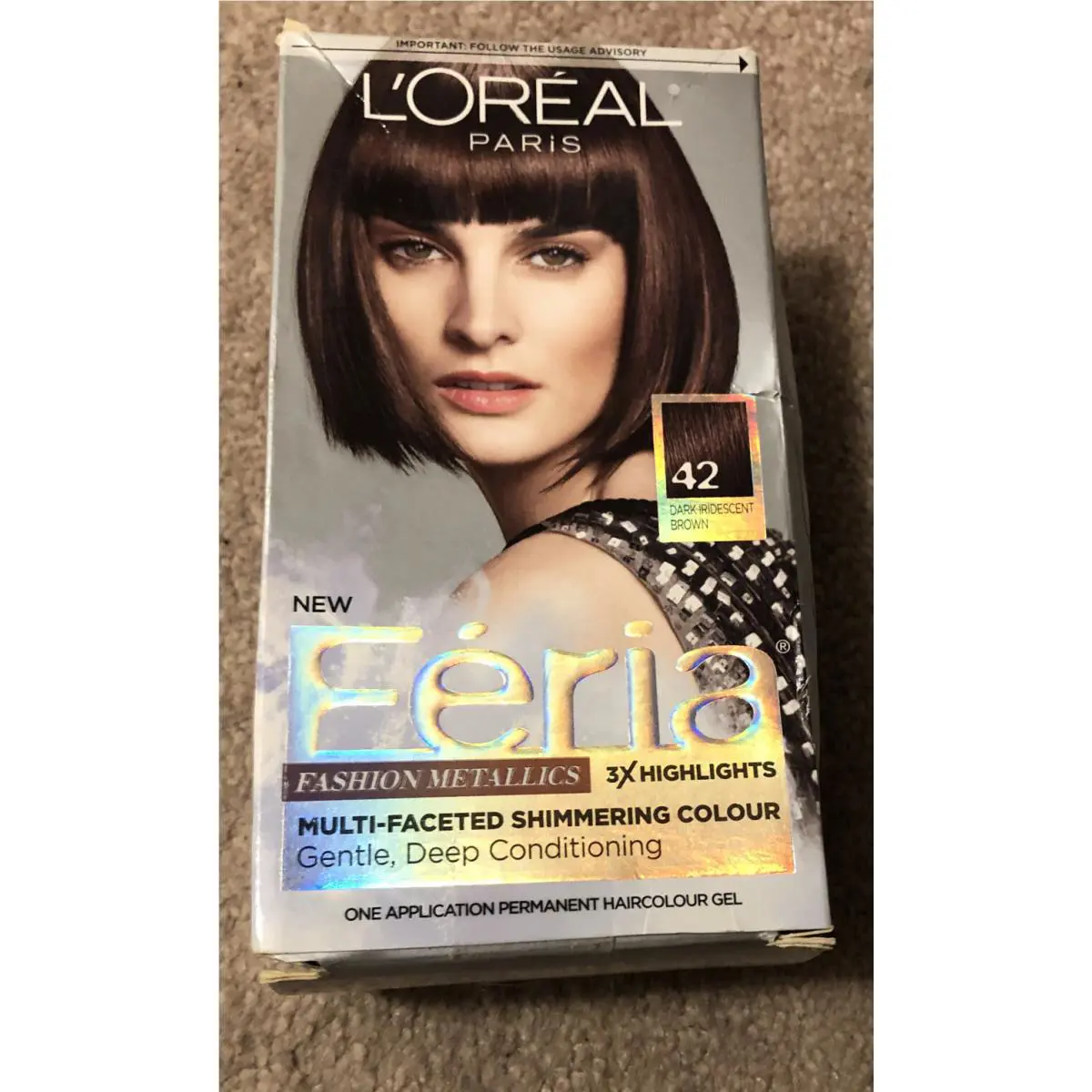 L`oreal Paris Feria Fashion Metallics Hair Color 42 Chrome Plum Dark Brown Rare