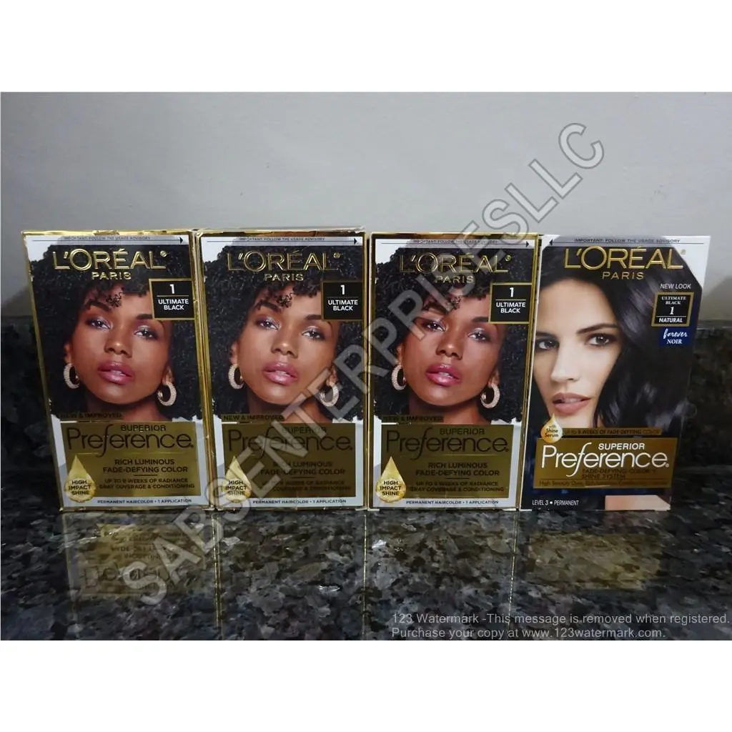 4 L`oreal Paris Superior Preference 1 Ultimate Black Permanent Hair Color Dye
