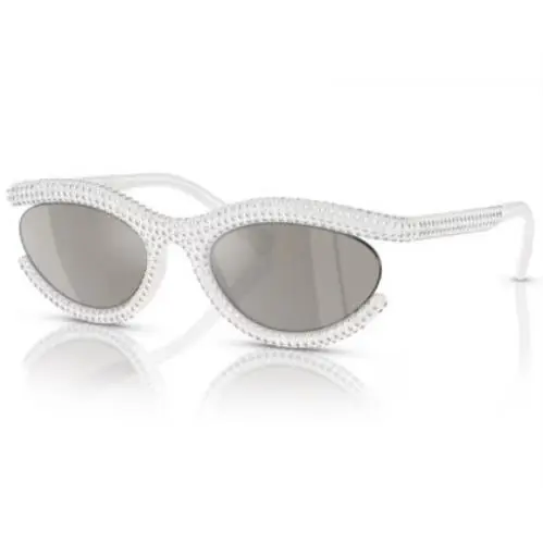 Swarovski SK6006 10336G Sunglasses Women`s Milky White/grey Mirror Silver 54mm