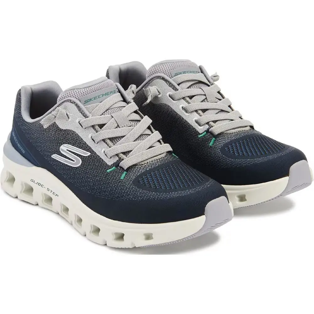 Men`s Skechers Glide-step Pro Wide Shoes - Navy/Grey/Green