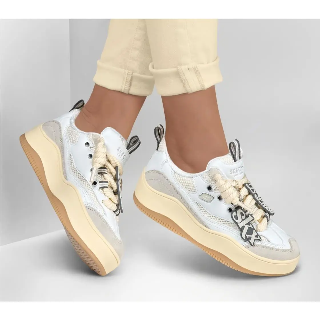 Women`s  D`lites-wave Crest Sneaker Shoe 185320 White/gray by Skechers