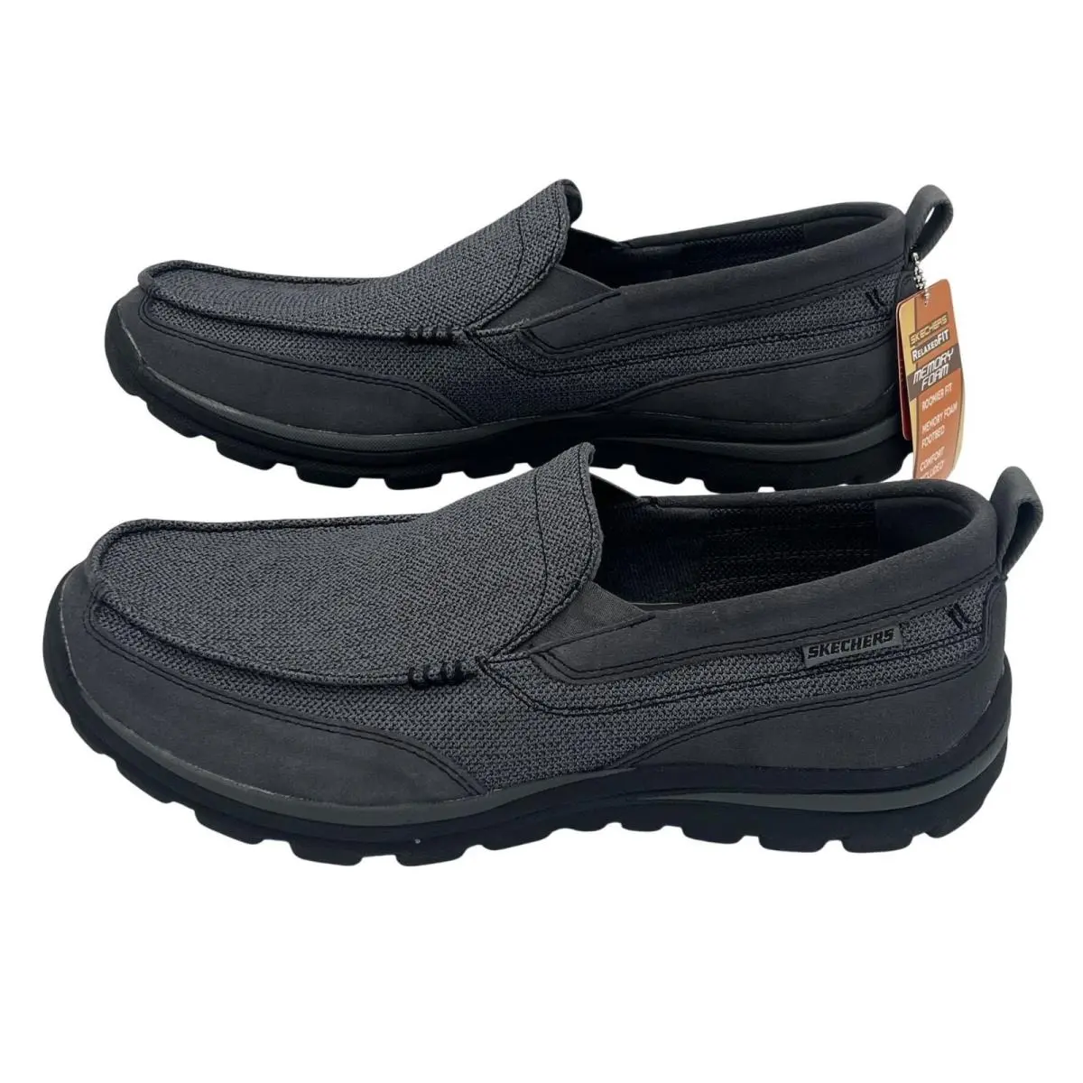 Mens Relaxed Fit Memory Foam Slip-on Shoes Size 11 Gray by Skechers