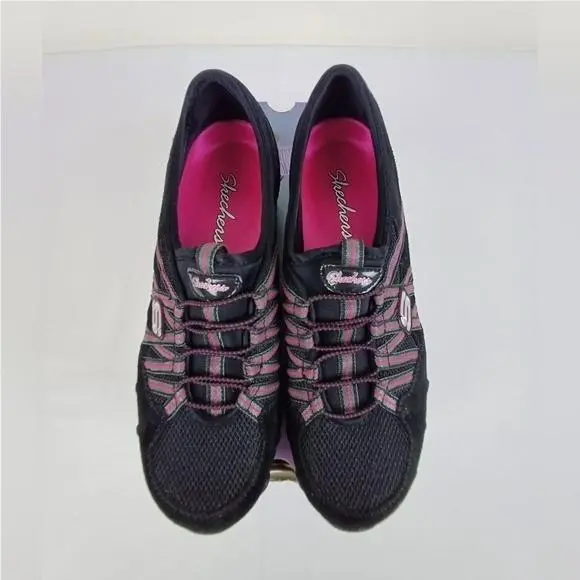 Skechers Active Women`s Sneakers Slip On Comfort Walking Black Pink US 7.5