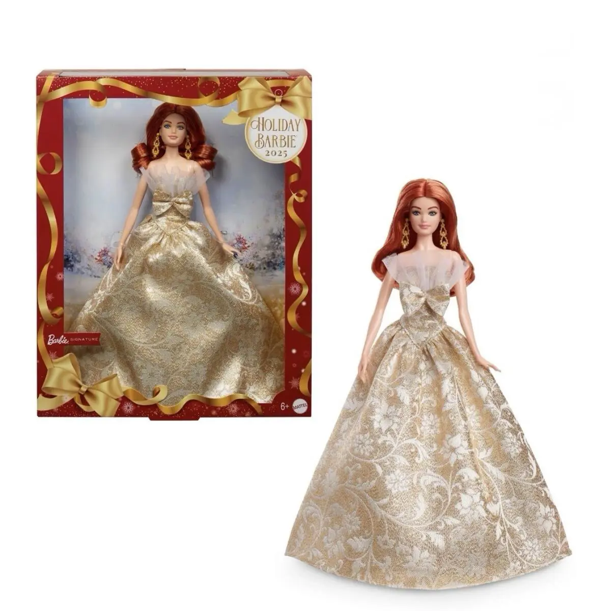 Barbie Christmas Holiday 2025 Gold Signature Midge Red Hair Collectors Doll
