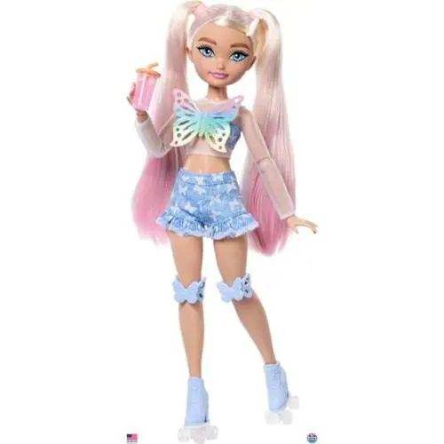 Posable Roller Skating Doll with Accessories 9 Makeup Themed Pieces Blonde