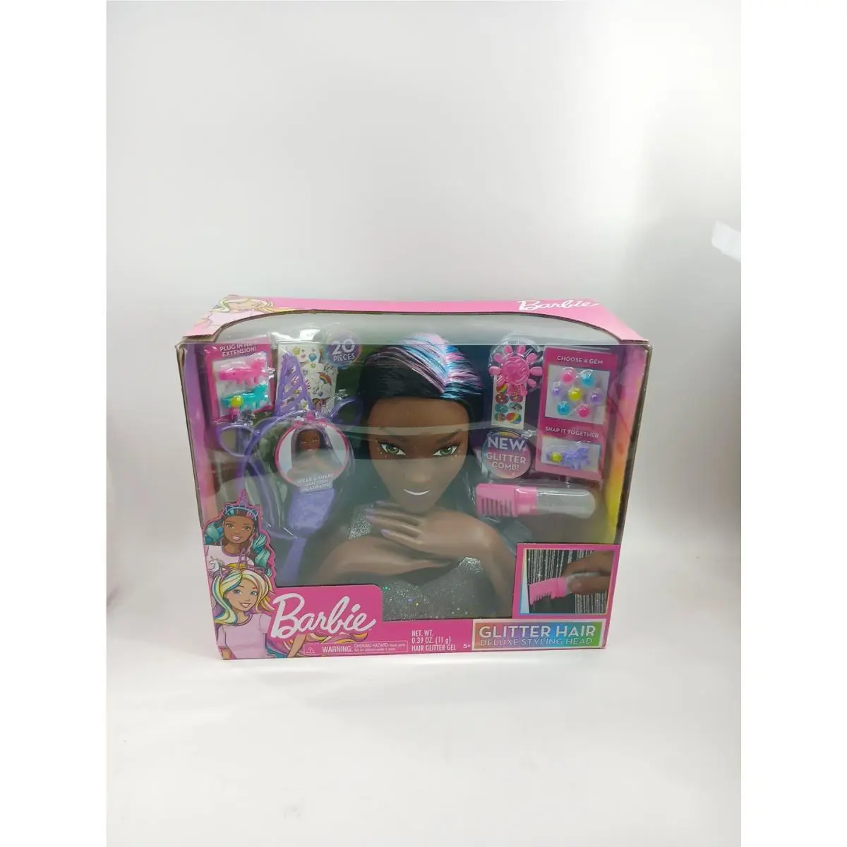Barbie Glitter Hair Styling Deluxe Styling Head 20 Pieces Accessories