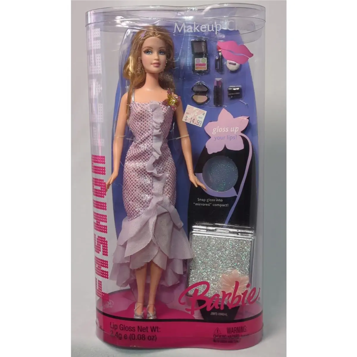 2005 Barbie Fashion Fever Makeup Chic Silver Lavender Dress J5972