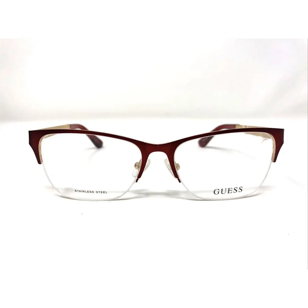 Eyeglasses Frames GU2627 C.070 54-16-140 Matte Red/gold Half Rim DZ49 by Guess