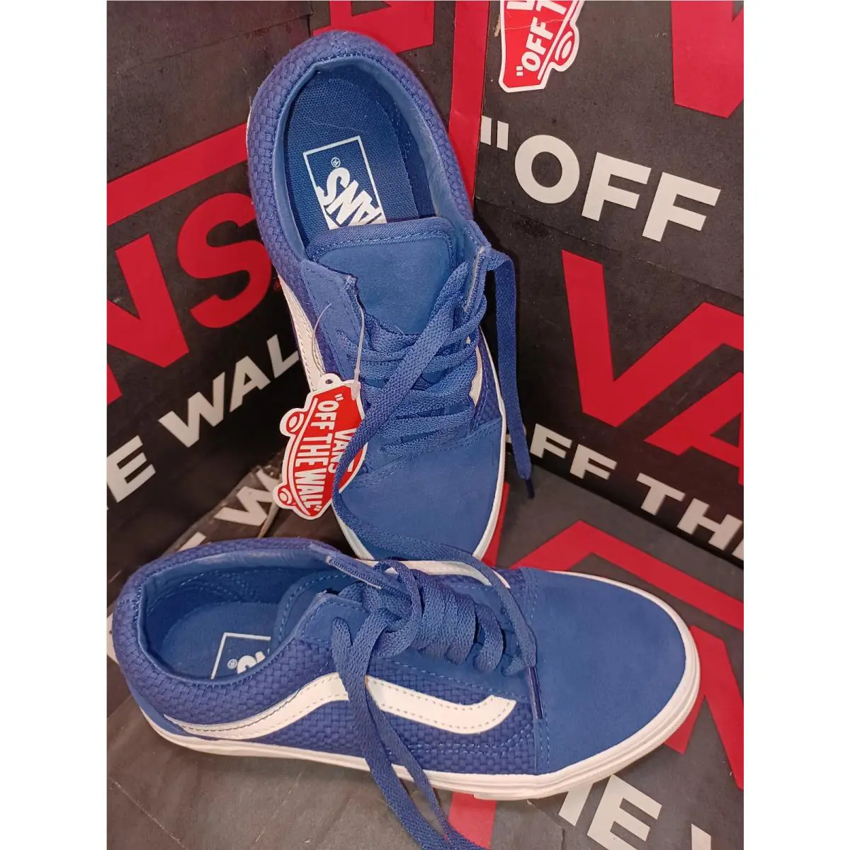 Vans shoes - Vans Woven Check Old Skool - VN0A3WKT45N - Blue White 2