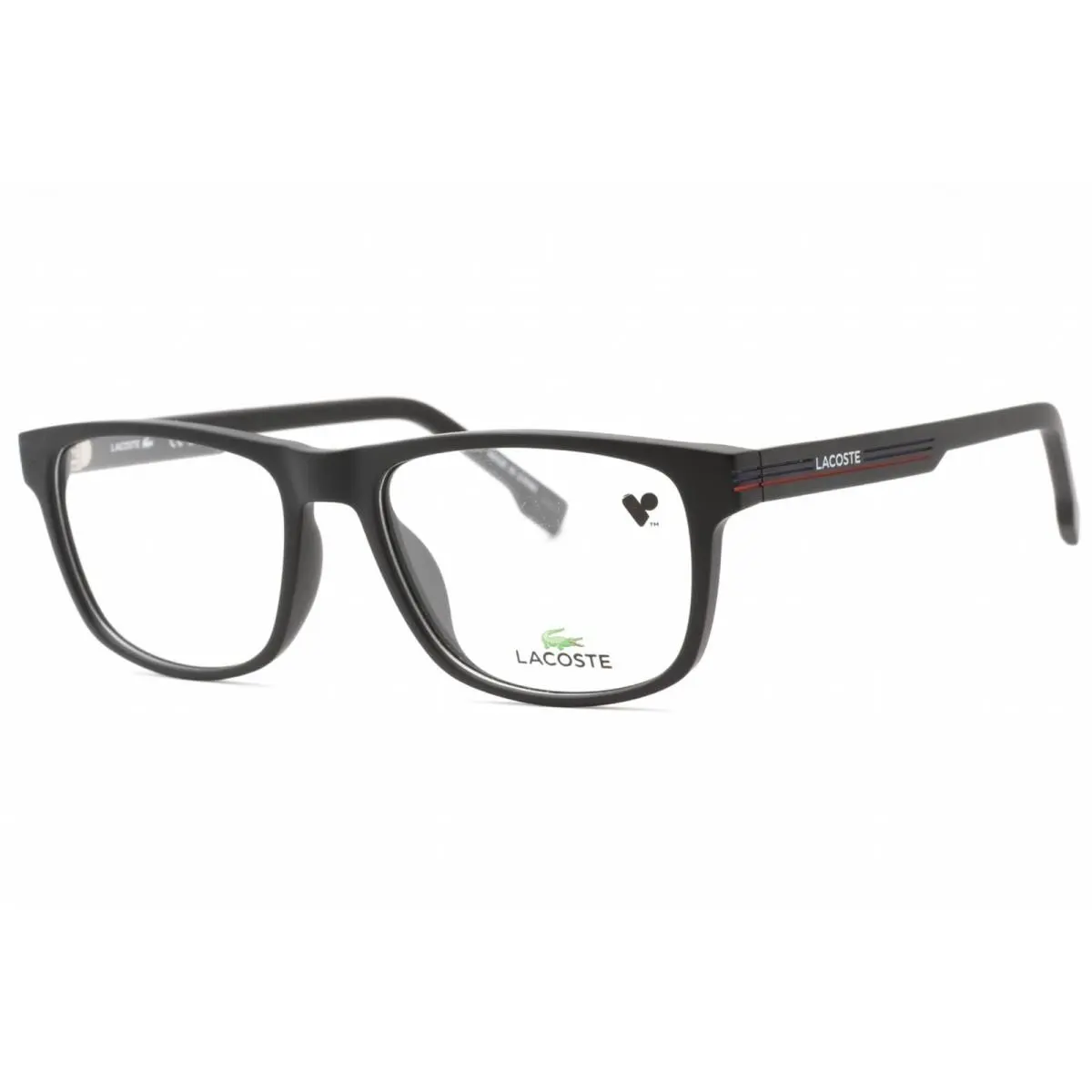 Unisex Eyeglasses Matte Black Rectangular Shape Full Rim Frame L2887 002 by Lacoste