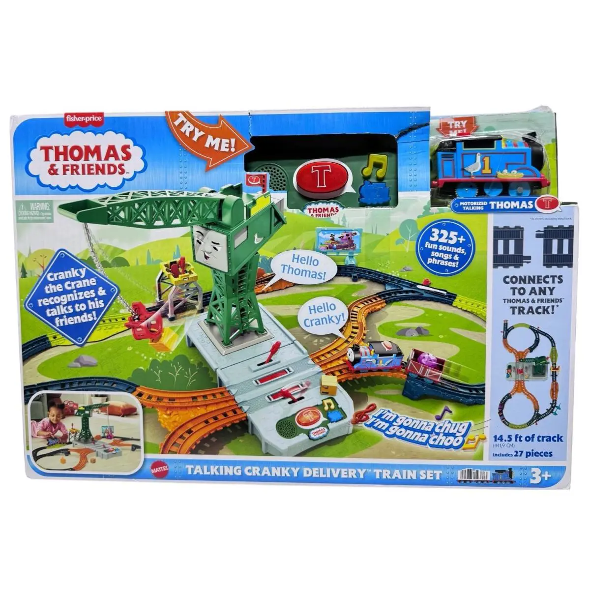 Thomas Friends Talking Cranky Delivery Train Set - 14.5ft of Track - 27 Pieces