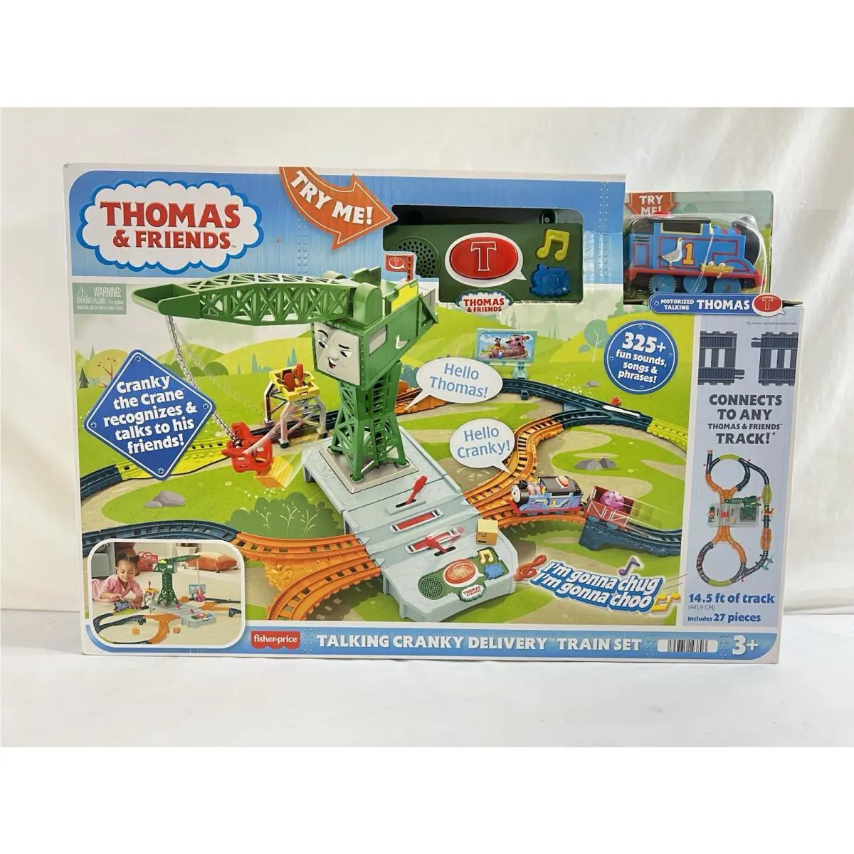 Thomas Friends Motorized Toy Train Set Talking Cranky Delivery with Track