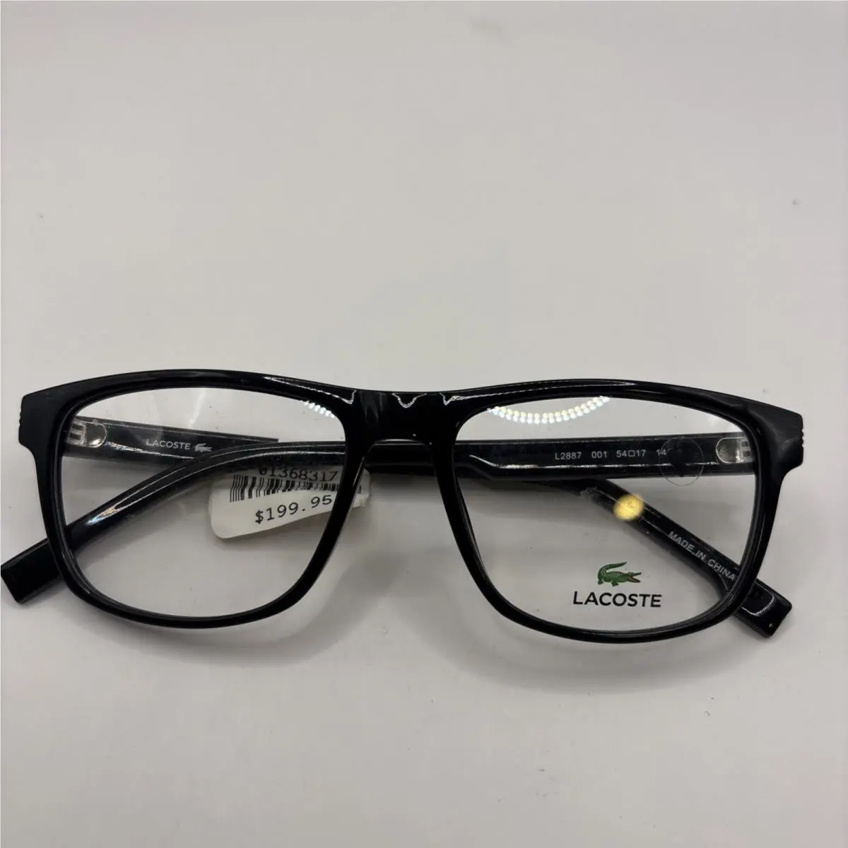 Lacoste Eyeglasses Frames L2887 001 Polished Black Square Full Rim 54-17-145