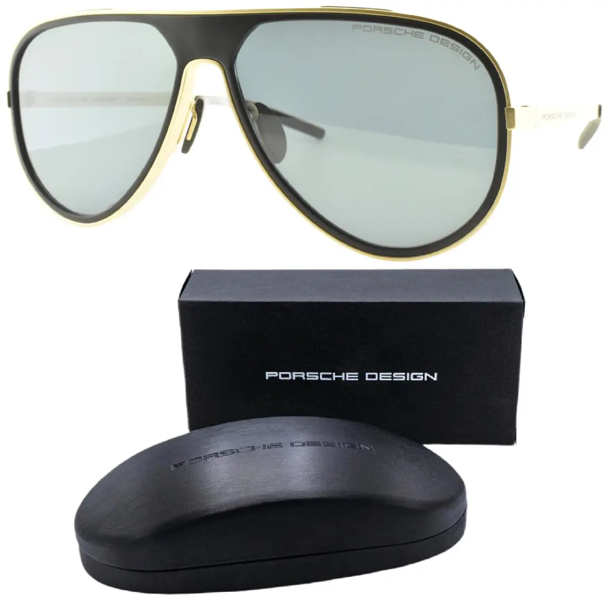 Porsche P8684 B 62-13-145 Black Aviator Full Rim Mens Sunglasses