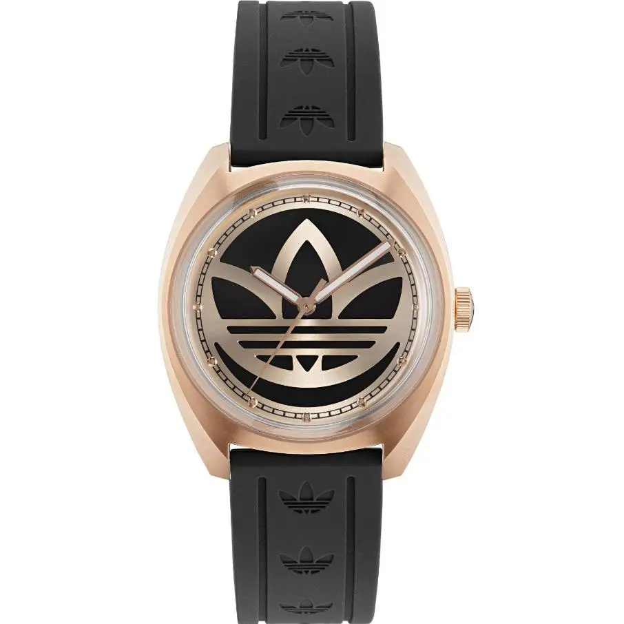 Adidas Fashion Edition Gold Rose Tone Case Black Strap Unisex Watch AOFH23013