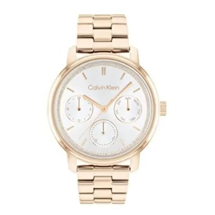 Calvin Klein Women`s Quartz Ionic Plated Carnation Gold Steel Case Link