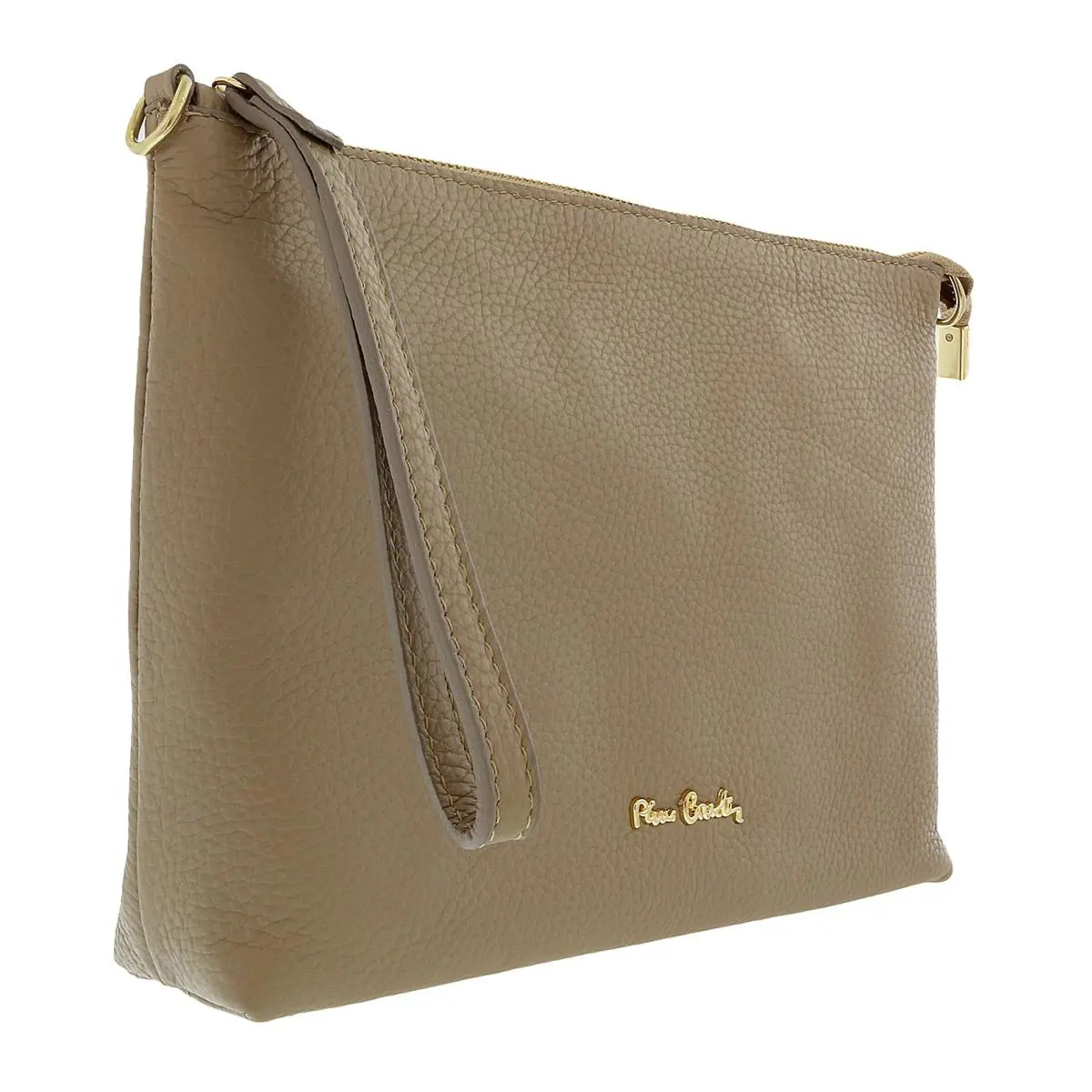 Grey Leather Simple Everyday Small Clutch Crossbody Pouch by Pierre Cardin