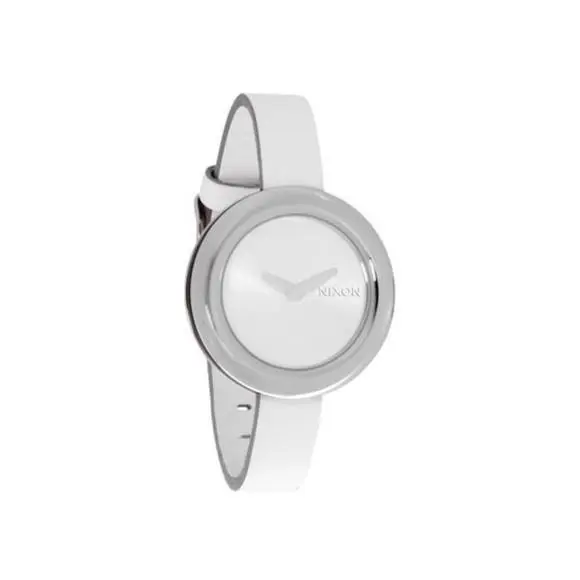 The Pirouette Silver Dial White Leather Strap Women`s Watch by Nixon