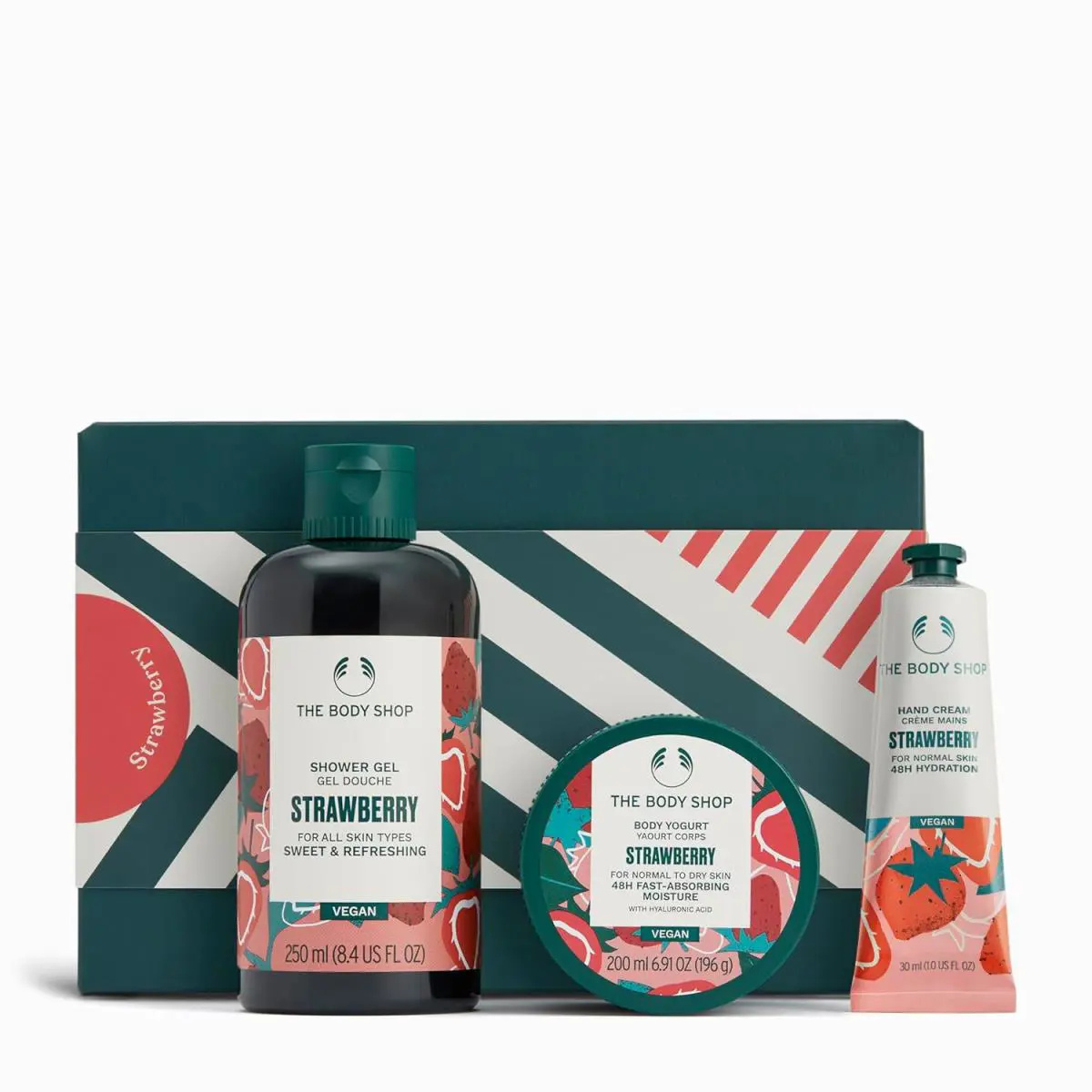 The Body Shop Strawberry Gift Set - 3 Piece Set Includes Shower Gel Body Yogur